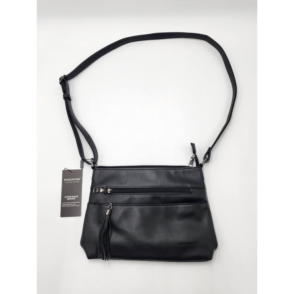 Masintor Large Crossbody Shoulder Two Tone Adjustable Strap Black